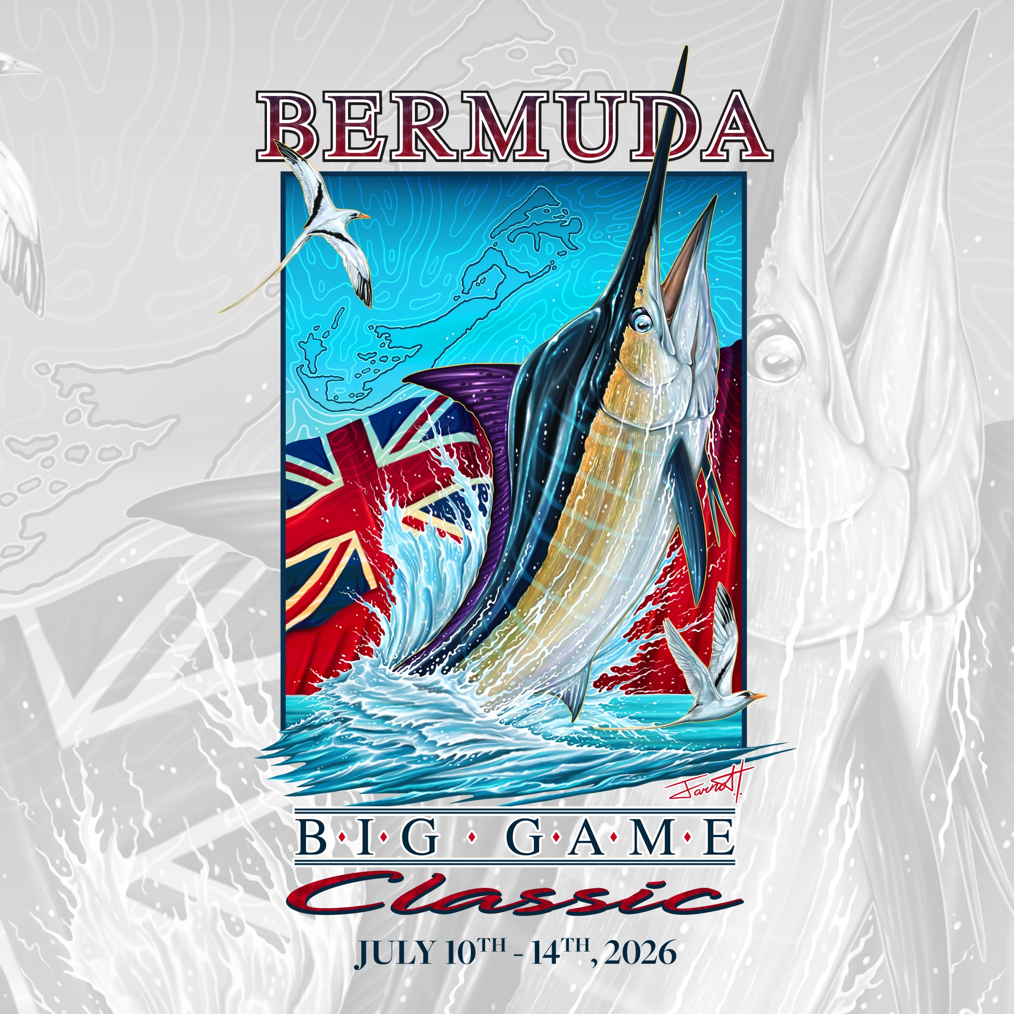 Bermuda Big Game Classic 2026 tournament artwork featuring a marlin