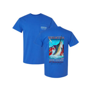 Bermuda Big Game Classic Gildan Ultra Cotton Tee in Royal, front and back artwork