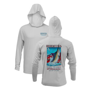 Bermuda Big Game Classic Performance Hoodie in Silver, front and back artwork