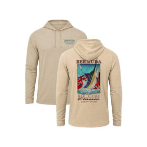 Bermuda Big Game Classic Xotic Air-X Hoodie in Sand Stone, front and back artwork