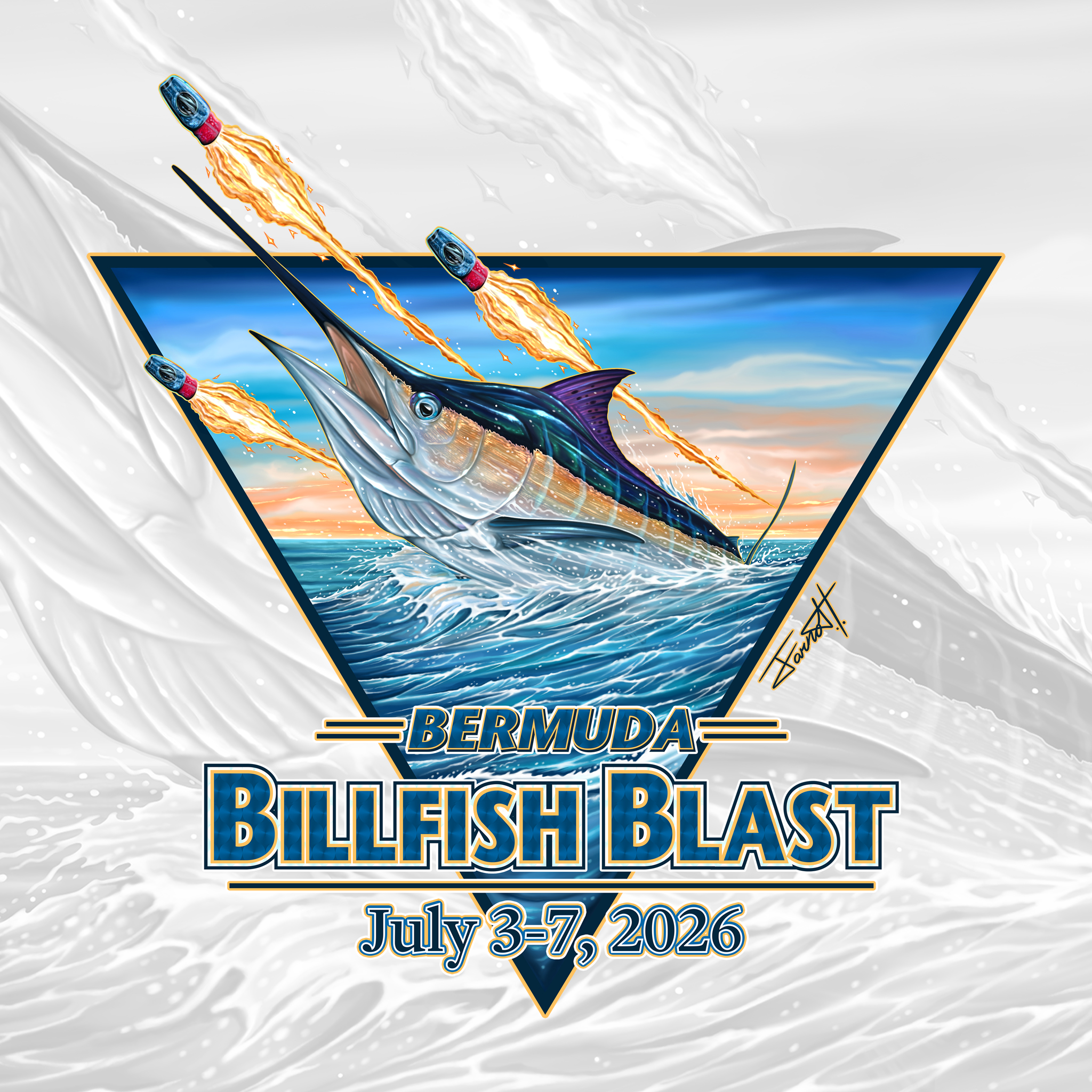 Bermuda Billfish Blast 2026 tournament artwork featuring a marlin