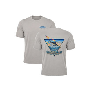 Bermuda Billfish Blast Xotic Air-X Tee in Ash, front and back artwork