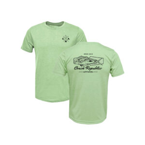 Front and back proof of a green T-shirt with Mahi artwork