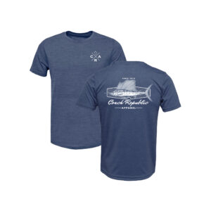 Front and back proof of a navy T-shirt with Sailfish artwork