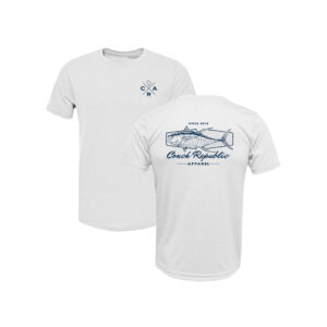 Front and back proof of a light-gray T-shirt with Yellowfin Tuna artwork