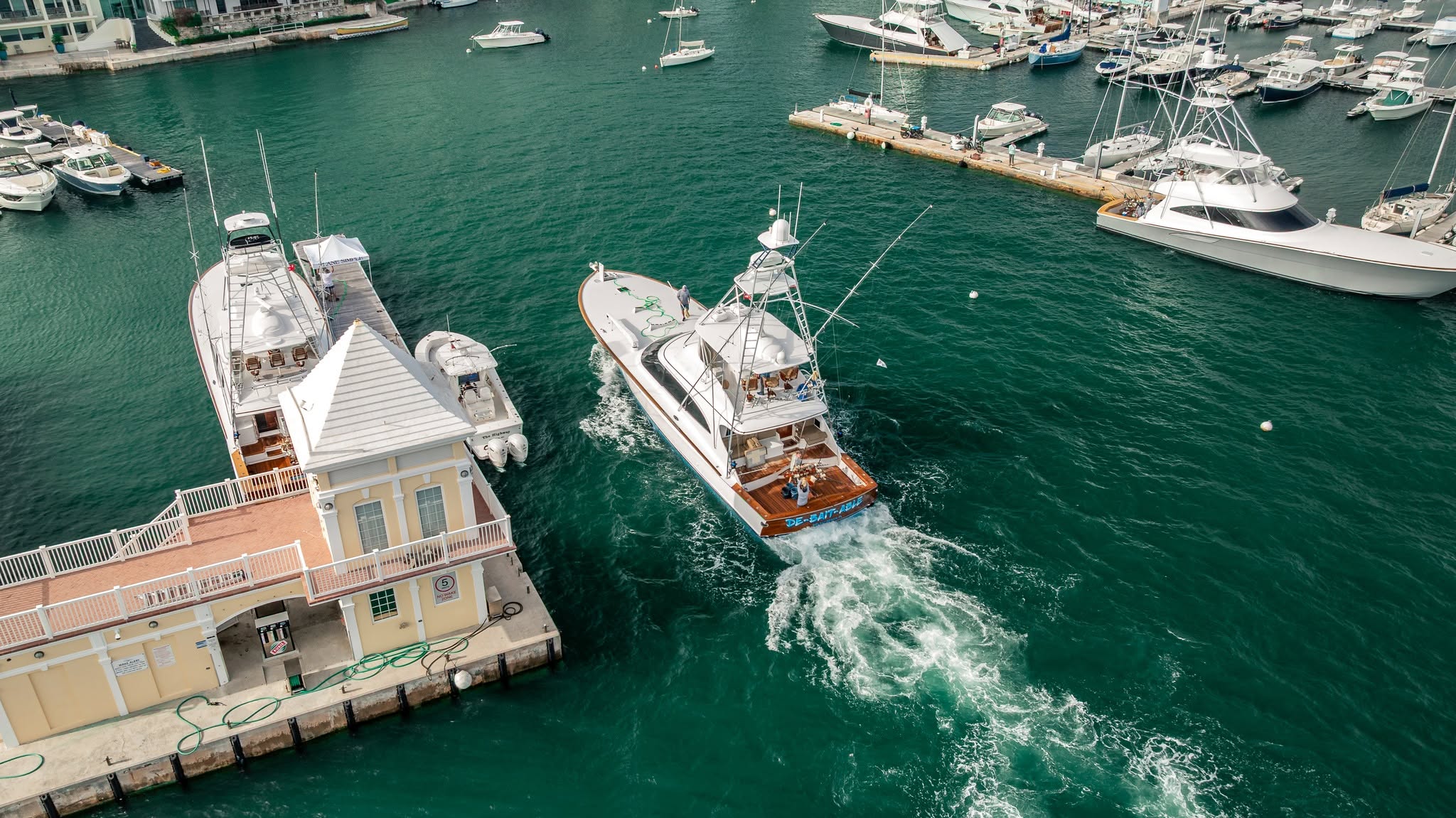 Sportfishing boats at the fuel dock