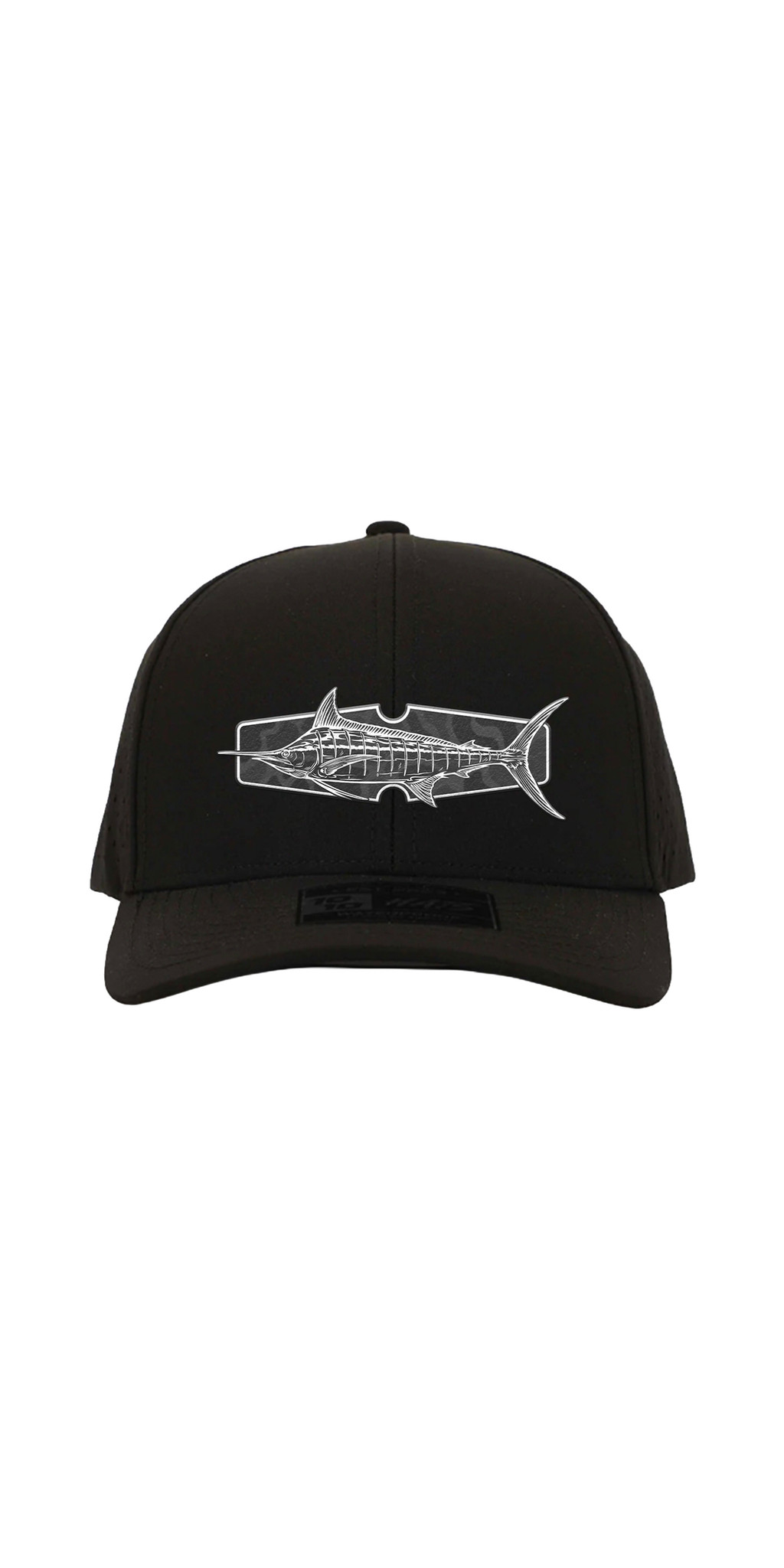 Marlin Hat — 9. FS Collection- Blue Marlin Camo 6 Panel- Black- Front