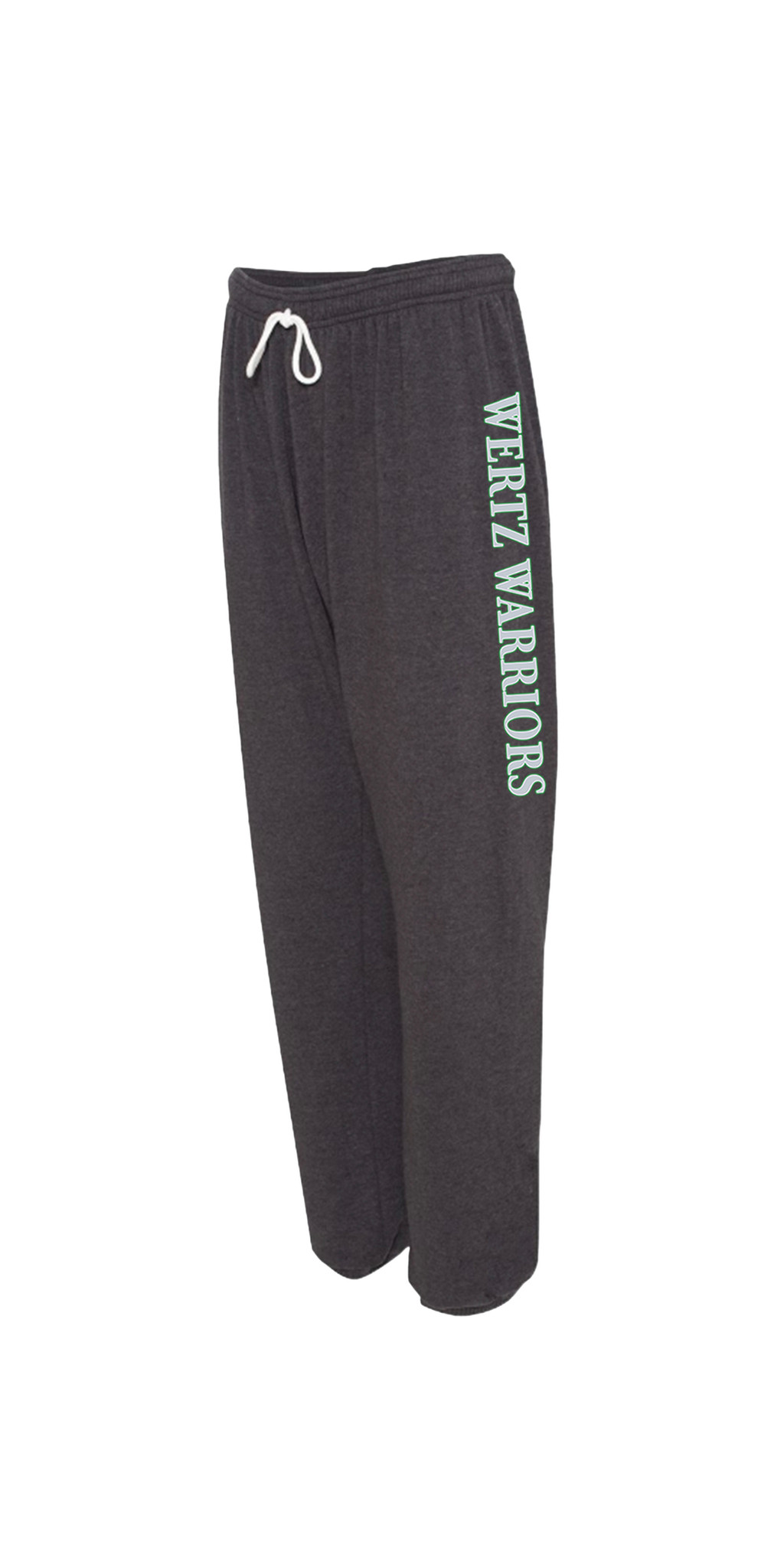 Wertz Warriors-Unisex Fleece Scrunch Pants — 1. CRA- Dark Grey Sweatpants- Front