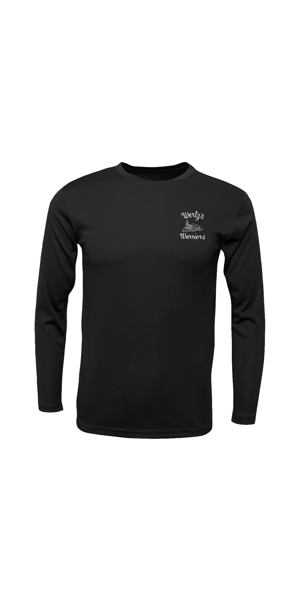 Wertz Warriors Men's Vintage Logo — CRA- Long Sleeve Black Performance- Front