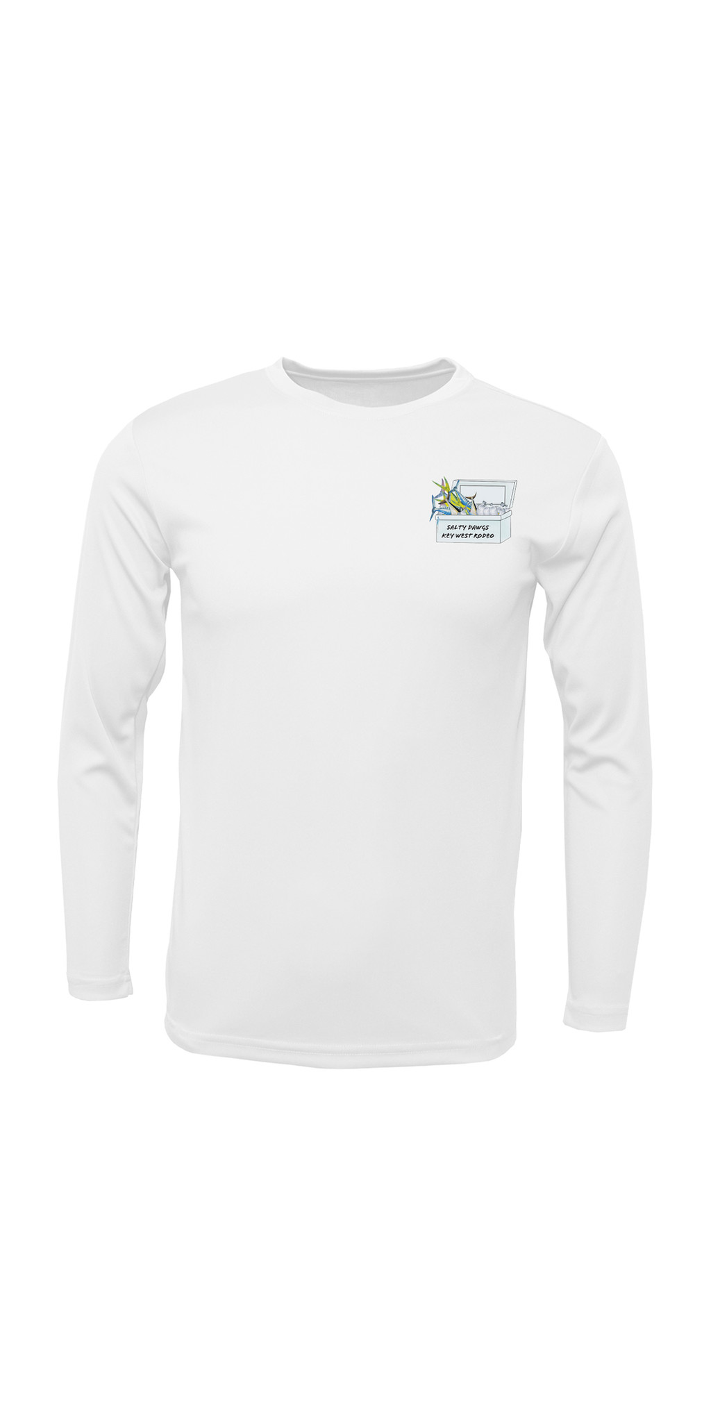 Key West Rodeo Tournament Apparel — CRA- KWR LS White Performance- Front