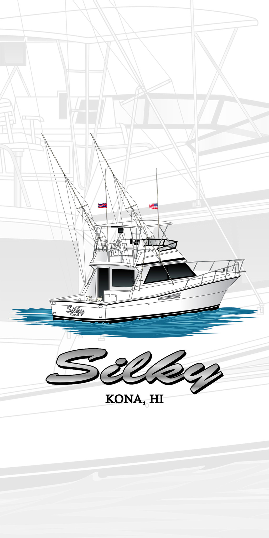 Silky Sportfishing Charter Yacht — CRA- Offshore on Demand- Silky- Website- Main Shirt Artwork