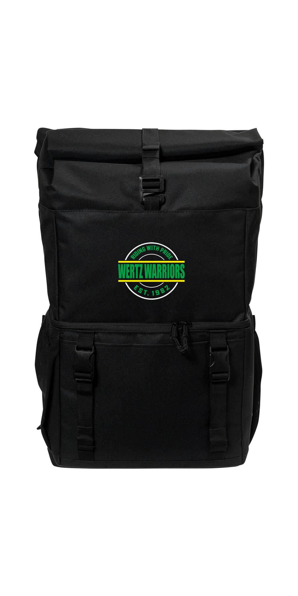 Wertz Warriors Cooler/Backpack Combo — CRA- Cooler Backpack- Black- Front