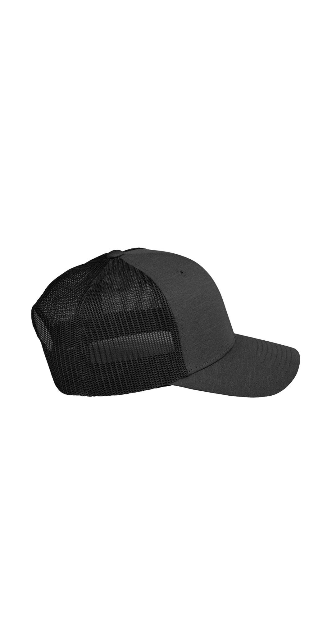 Wertz Warriors Black Trucker Cap — Black Hat- Right Side- Tilted Circle Design Left Panel