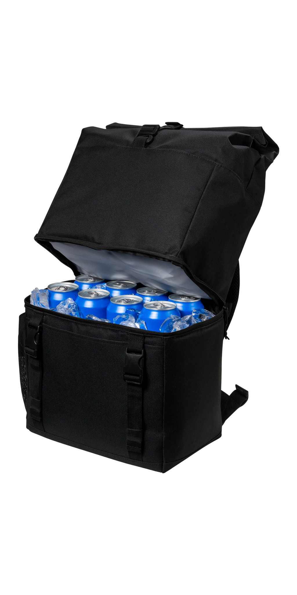 Wertz Warriors Cooler/Backpack Combo — CRA- Cooler Backpack- Black- Side Open