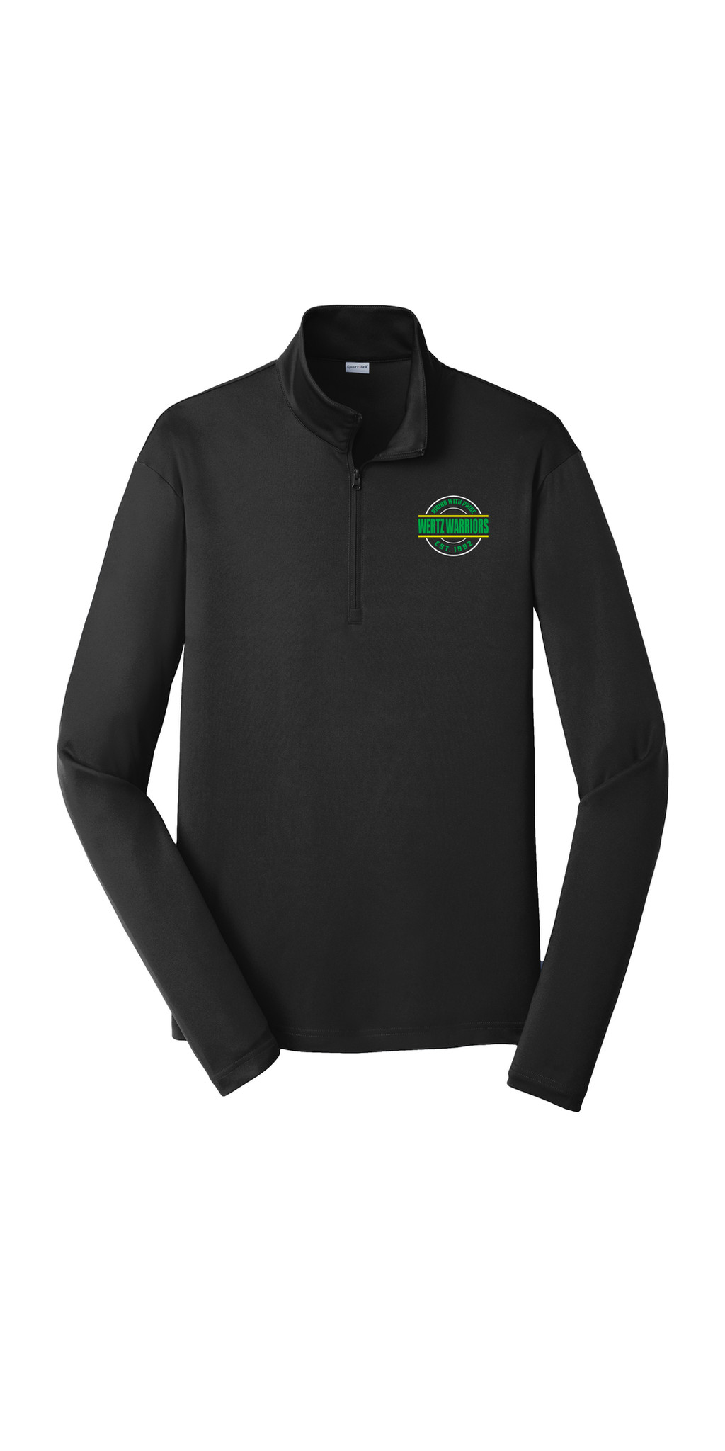 Wertz Warriors Quarter Zip Sweatshirt — 1. CRA- Quarter Zip- Black- Front