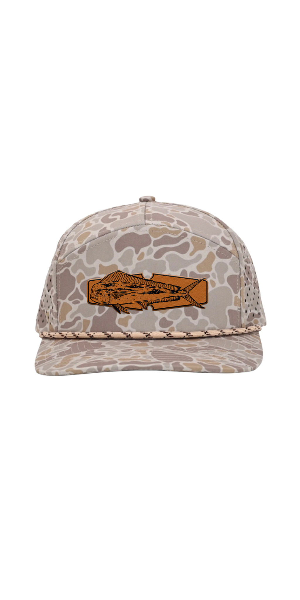 Mahi Camo Hat — 1. FS Collection- Mahi 7 Panel Camo with Rope- Front