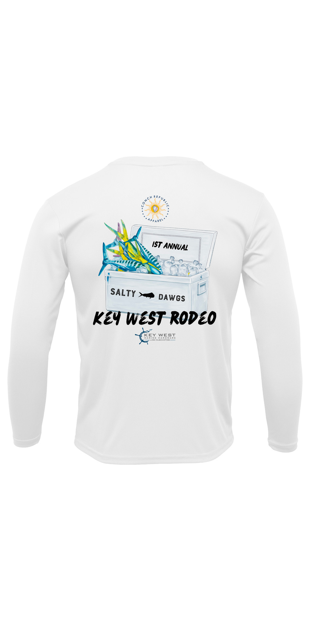 Key West Rodeo Tournament Apparel — CRA- KWR LS White Performance- Back