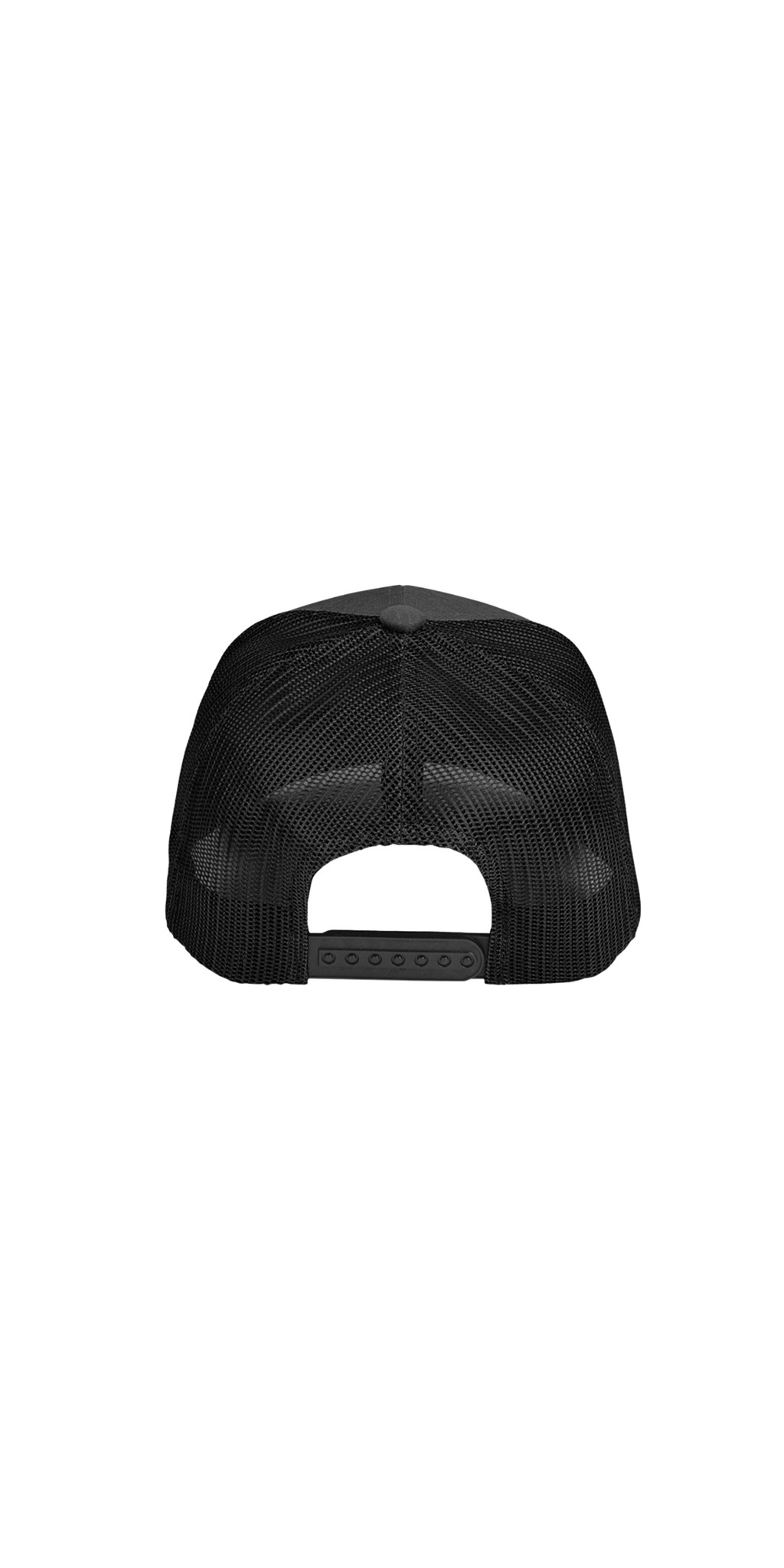 Wertz Warriors Black Trucker Cap — Black Hat- Back- Tilted Circle Design Left Panel