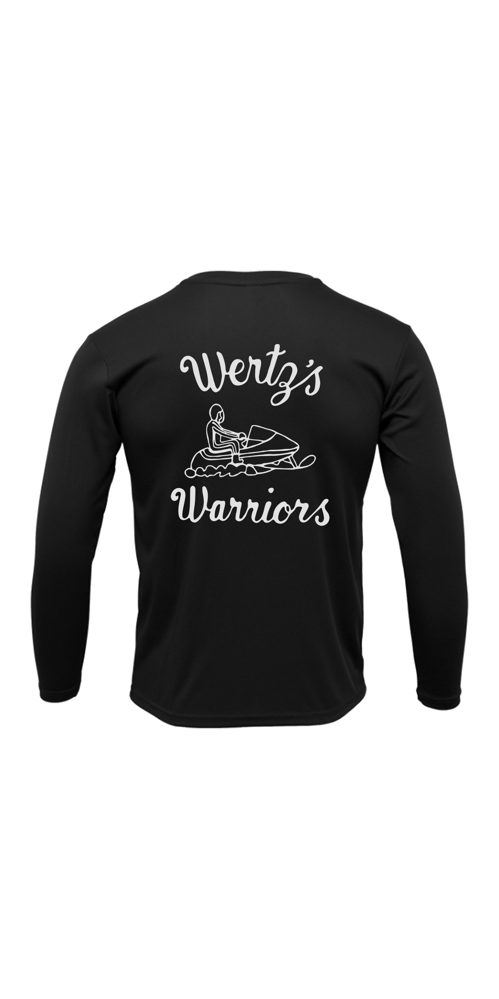 Wertz Warriors Men's Vintage Logo — CRA- Long Sleeve Black Performance- Back