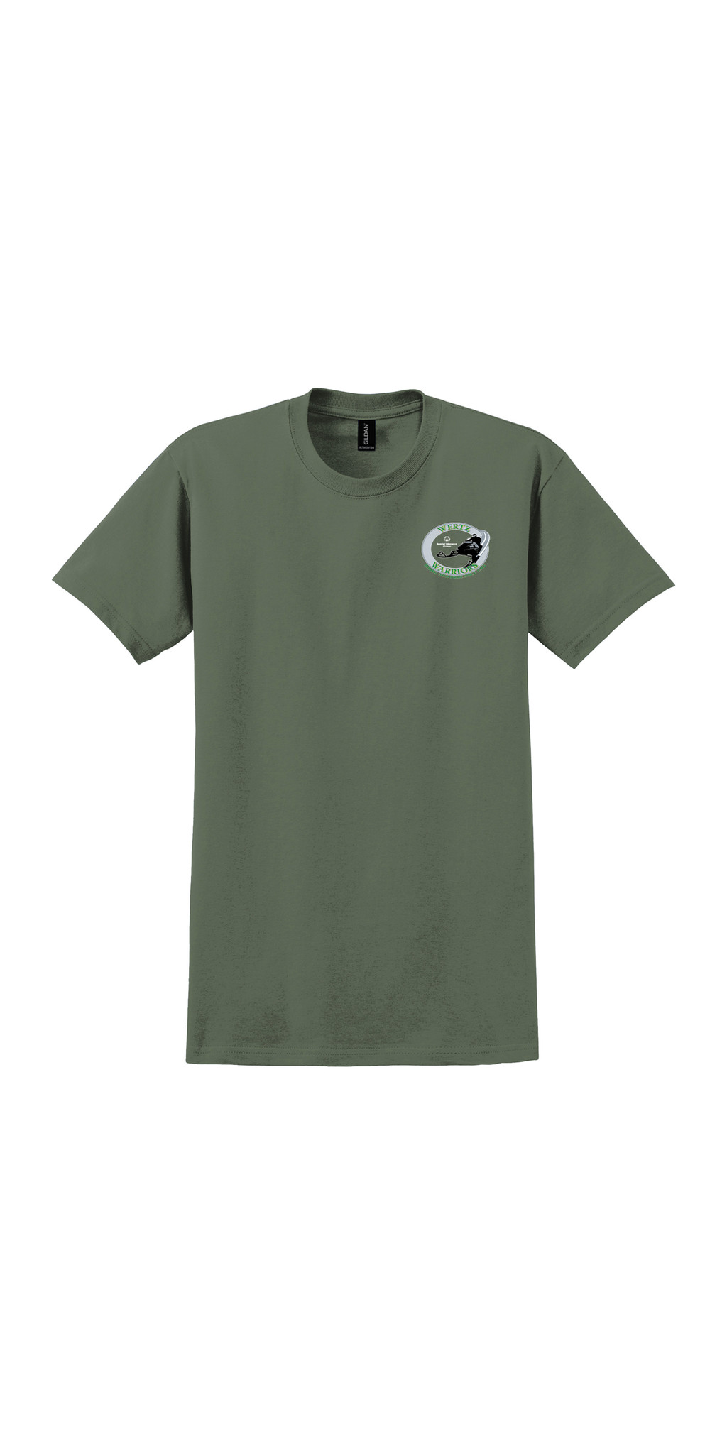 Men's Offical Wertz Warrors Cotton Tee — CRA- Short Sleeve Military Green T-Shirt- Front