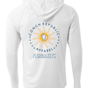 Conch Republic Long Sleeve Hooded UPF 44+ — A4 White Hooded Long Sleeve Back